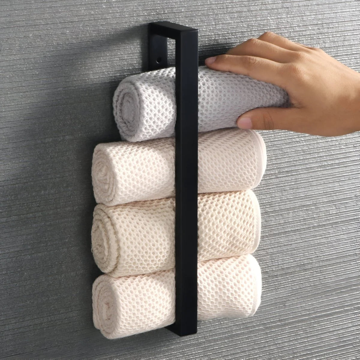 Towel Holder Wall-Mounted Stainless Steel Matte Black