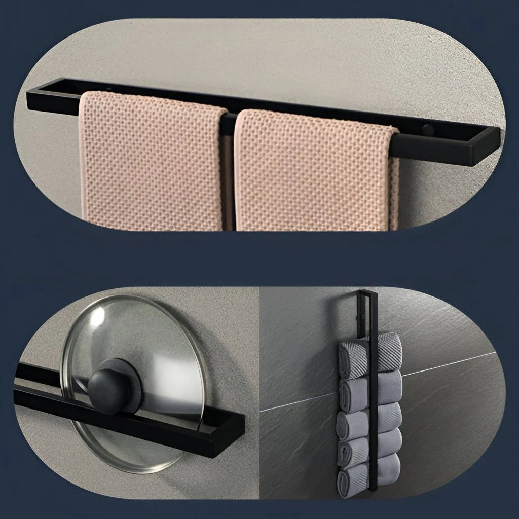 Towel Holder Wall-Mounted Stainless Steel Matte Black