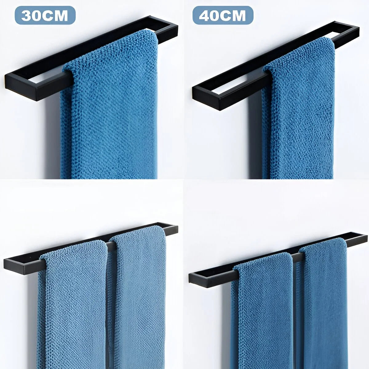 Towel Holder Wall-Mounted Stainless Steel Matte Black
