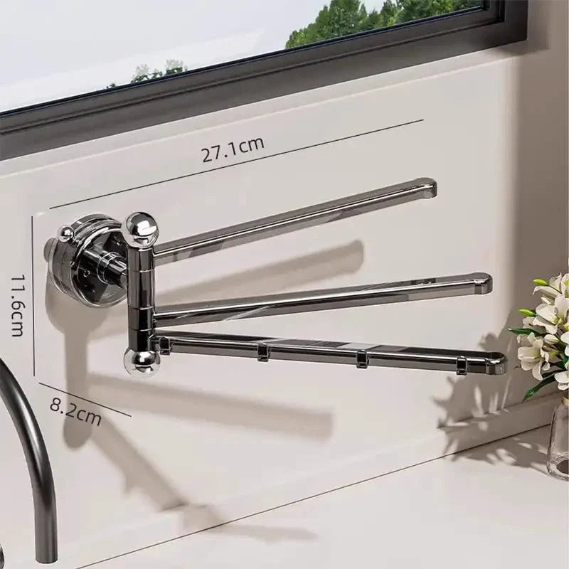 Towel Rack 180° Swivel Arms Suction Cup Mounting
