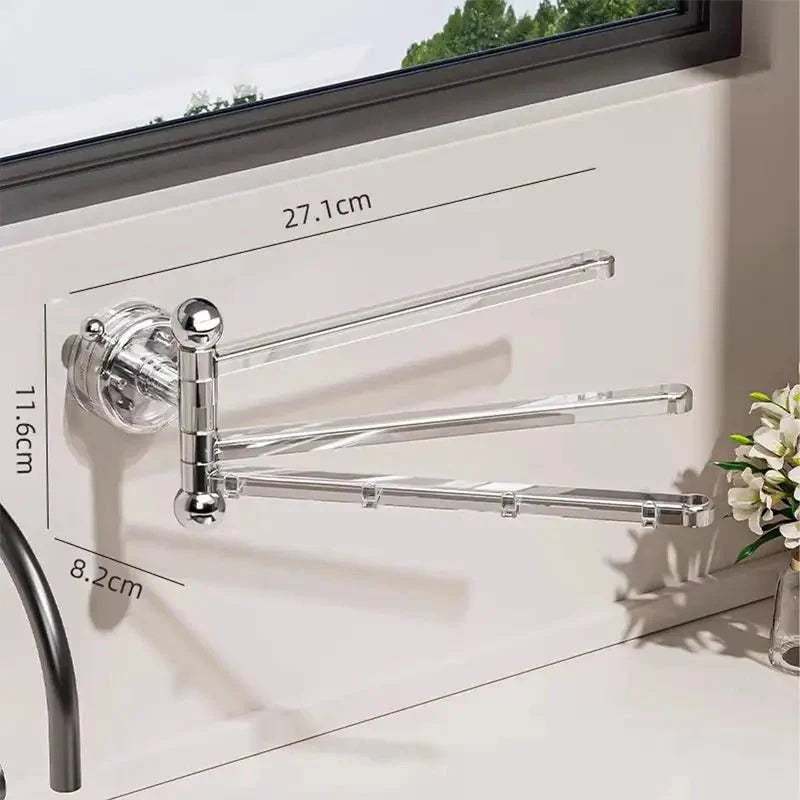Towel Rack 180° Swivel Arms Suction Cup Mounting