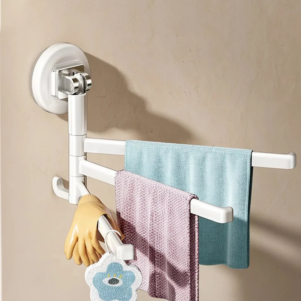 Towel Rack 180° Swivel Arms Suction Cup Mounting