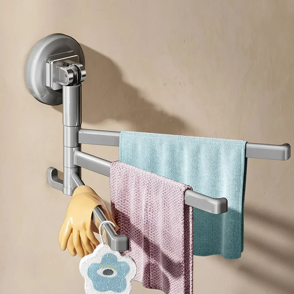 Towel Rack 180° Swivel Arms Suction Cup Mounting