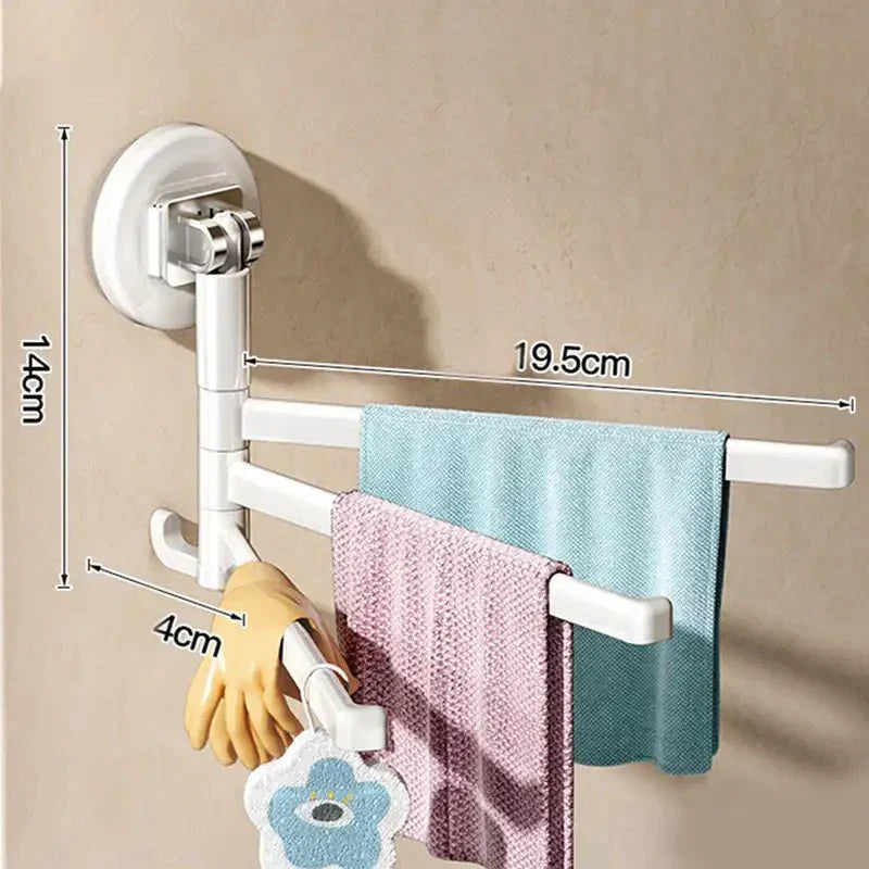 Towel Rack 180° Swivel Arms Suction Cup Mounting