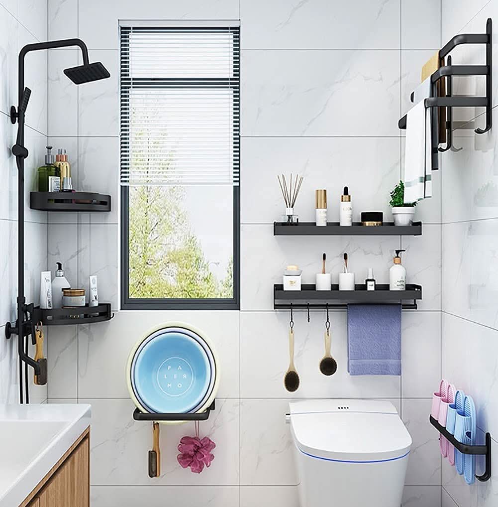 Towel Rack Wall-Mounted Aluminum Space-Saving Storage