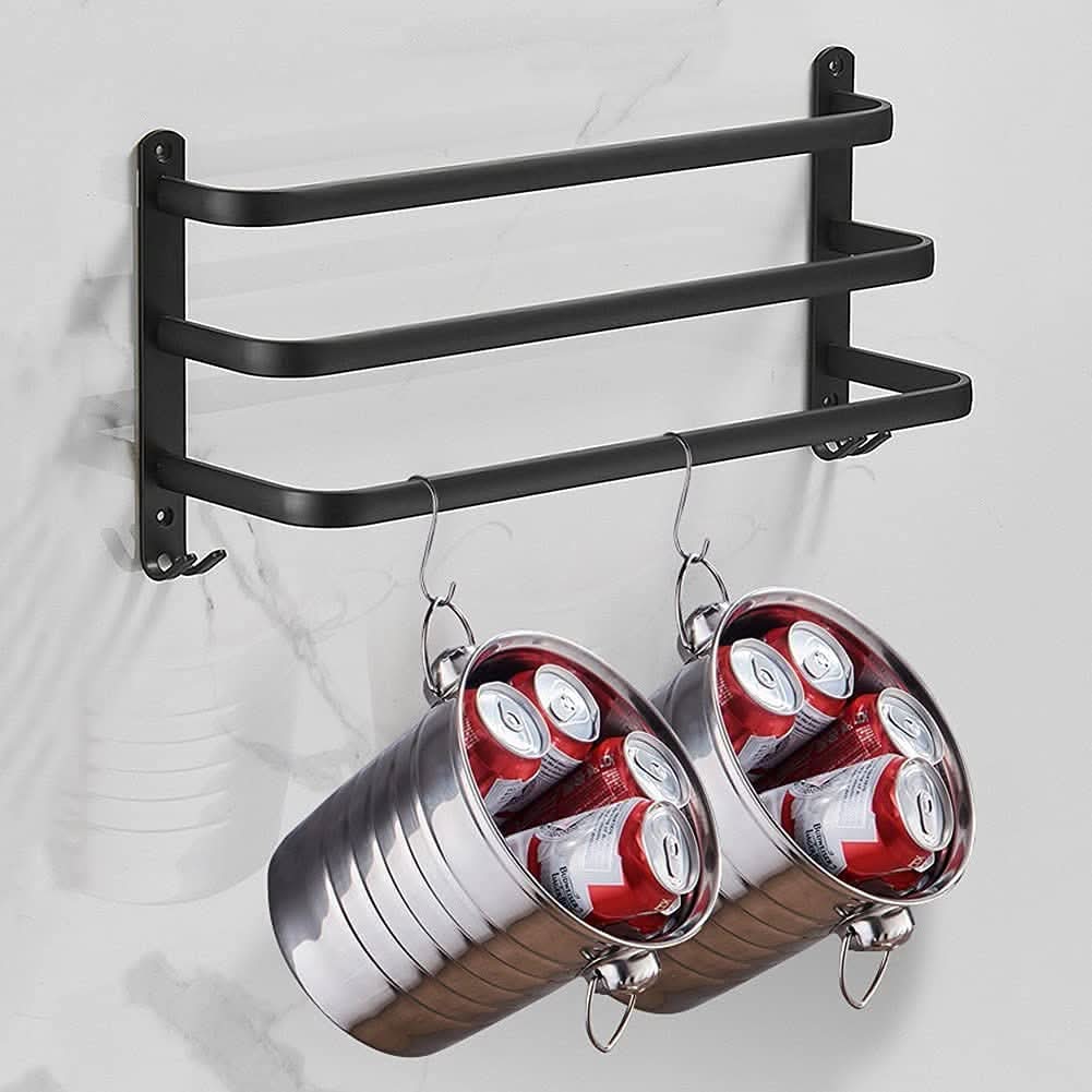 Towel Rack Wall-Mounted Aluminum Space-Saving Storage