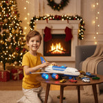 Toy Airplane Inertial Drive Lights & Music With 2 Mini Cars