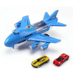 Toy Airplane Inertial Drive Lights & Music With 2 Mini Cars