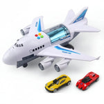 Toy Airplane Inertial Drive Lights & Music With 2 Mini Cars