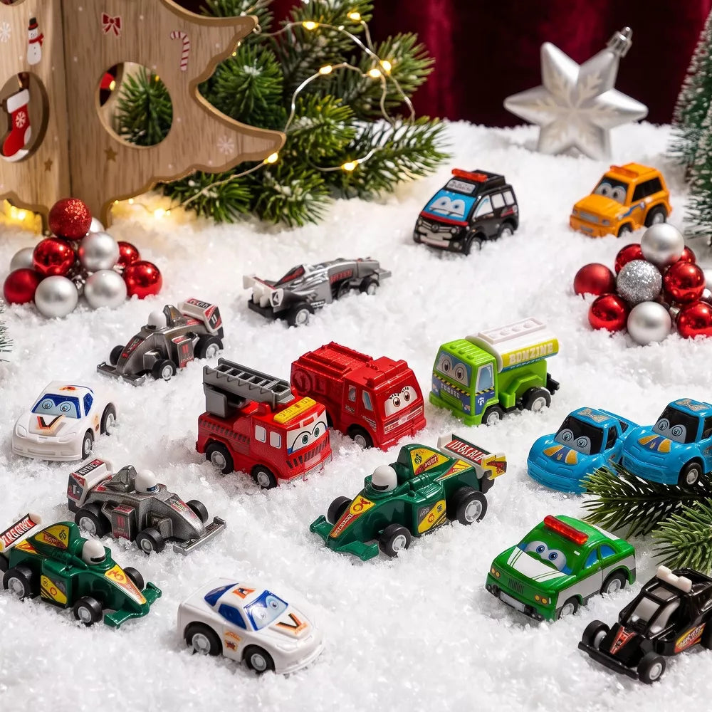 Toy Car Advent Calendar Pull-Back Action 24 Vehicles