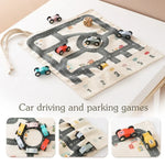 Traffic Play Set Wooden Cars & Dice Rollable Canvas Mat