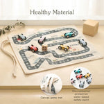 Traffic Play Set Wooden Cars & Rollable Canvas Mat