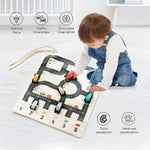 Traffic Play Set Wooden Cars & Rollable Canvas Mat