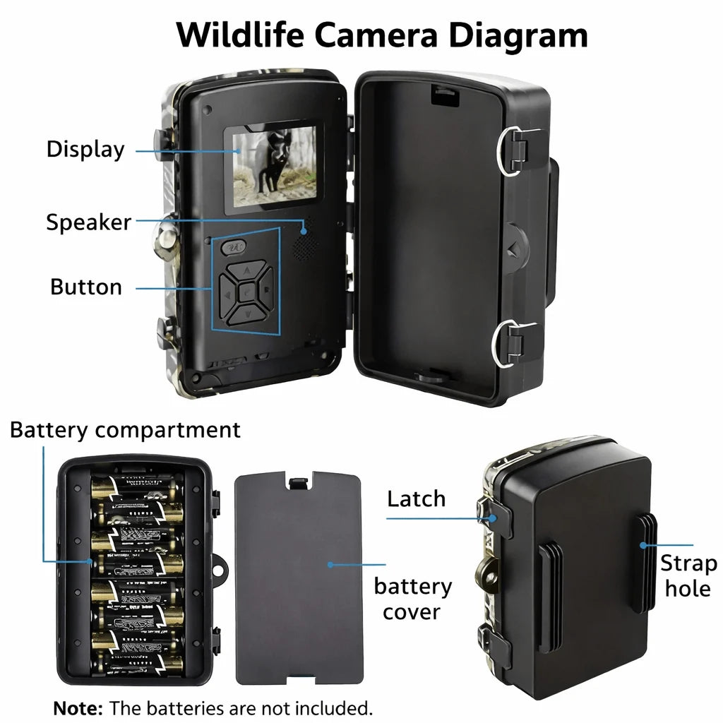 Trail Camera No-Glow Night Vision IP66 Weatherproof 12 MP Photos & 1080P HD Video