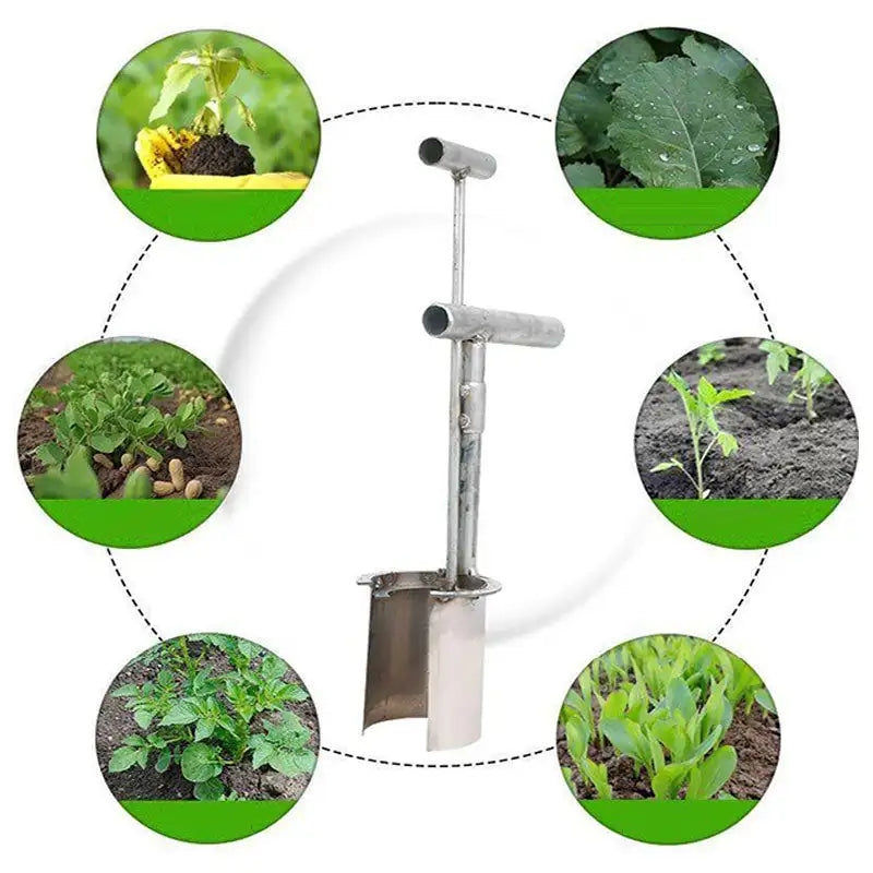 Transplanter Tool Stainless Steel Ergonomic Digging Drum