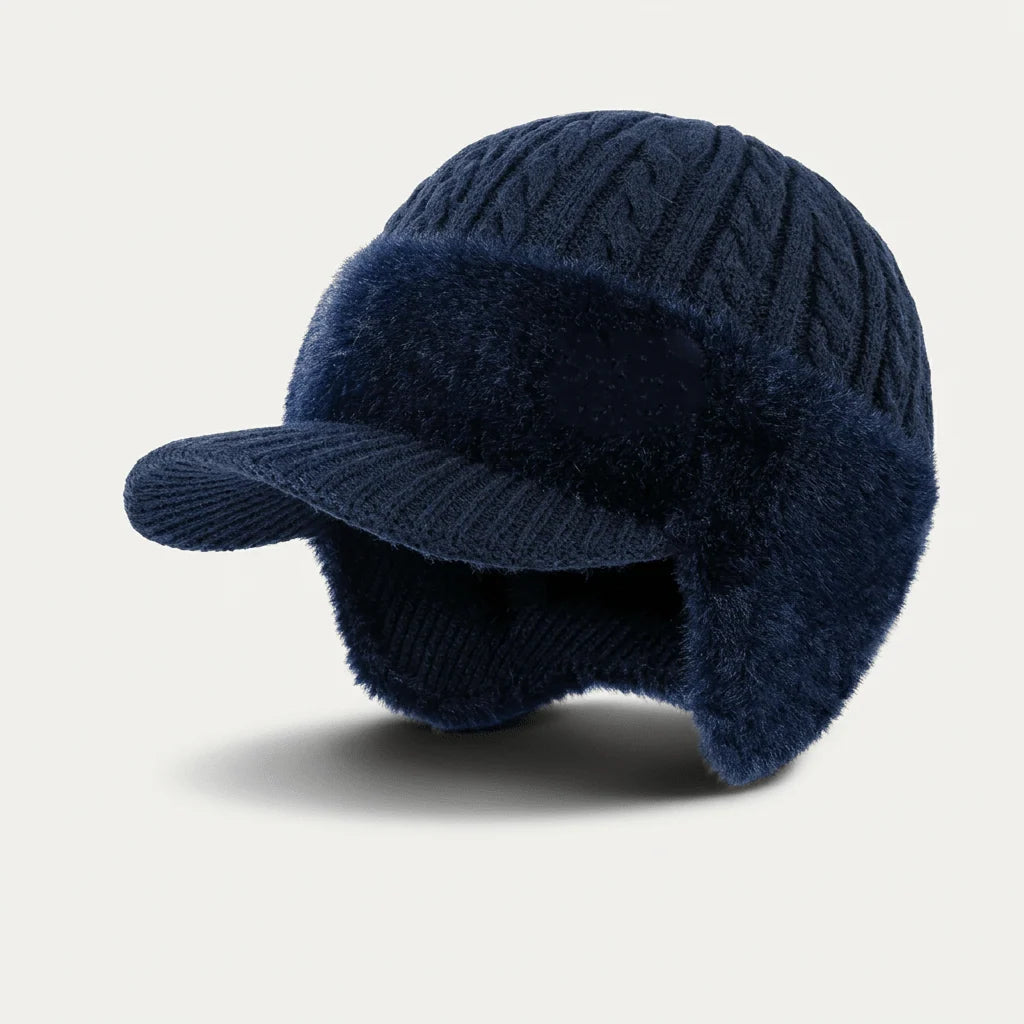 Trapper Hat Fleece Lined Double-Layer Knit Ear Flaps