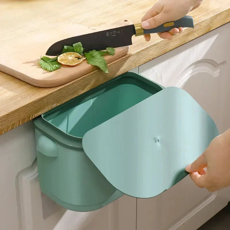 Trash Bin Wall-Mounted Space-Saving Odor-Sealing Lid