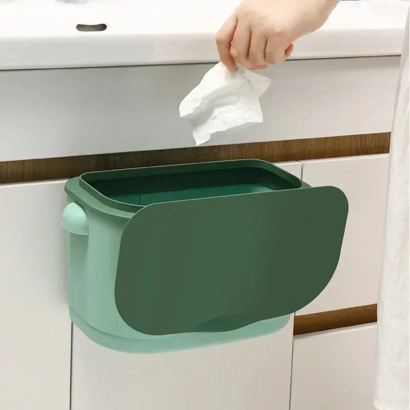 Trash Bin Wall-Mounted Space-Saving Odor-Sealing Lid