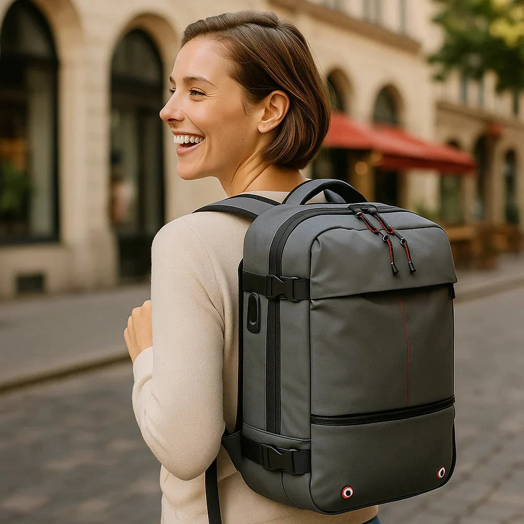 Travel Backpack Compression Zones Hidden Zippers & Lockable Closures