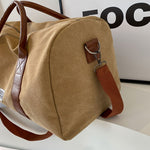 Travel Bag Washed Canvas Leather Details Multiple Pockets