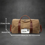 Travel Bag Washed Canvas Leather Details Multiple Pockets