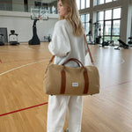 Travel Bag Washed Canvas Leather Details Multiple Pockets
