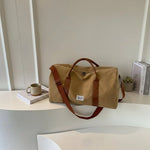 Travel Bag Washed Canvas Leather Details Multiple Pockets