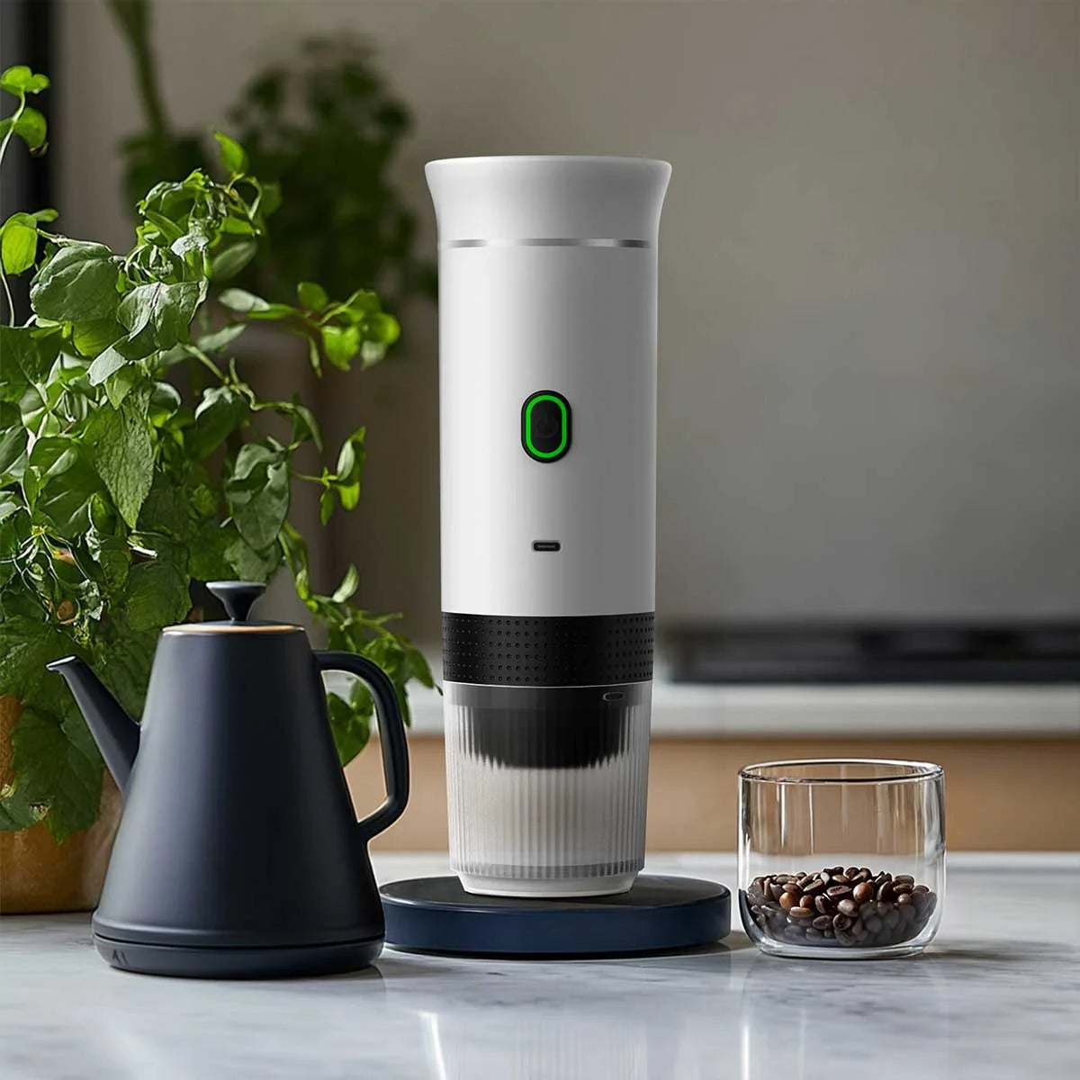 Travel Coffee Maker Cordless One-Touch Includes Travel Cup