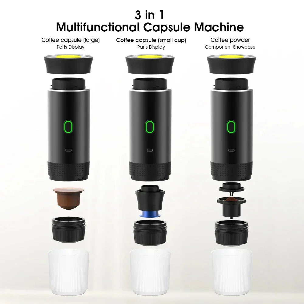 Travel Coffee Maker Cordless One-Touch With Cup & Charger
