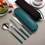 Travel Cutlery Set Stainless Steel 4-Piece With Storage Bag