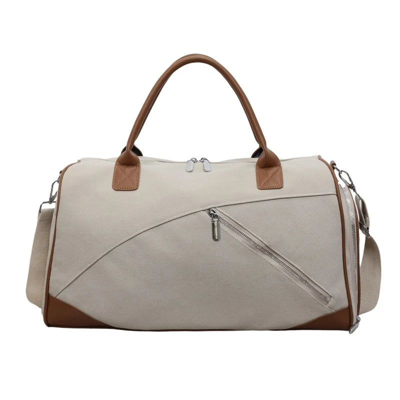 Travel Duffel Bag Durable Canvas Multiple Pockets & Adjustable Strap