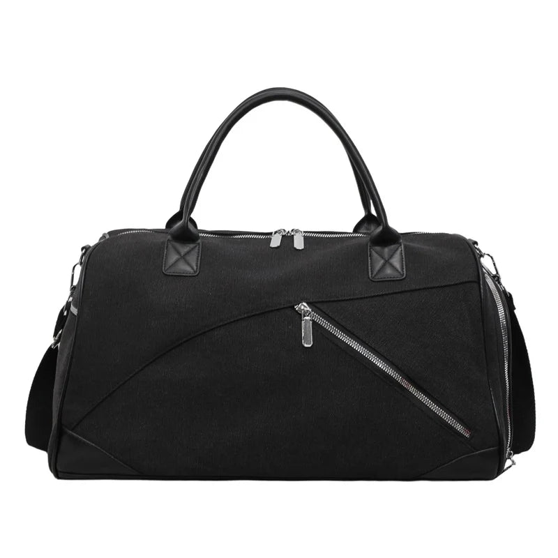 Travel Duffel Bag Durable Canvas Multiple Pockets & Adjustable Strap