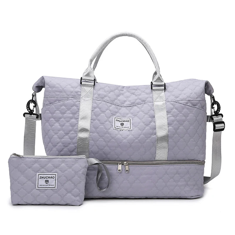 Travel Duffel Bag Quilted Adjustable Shoulder Strap