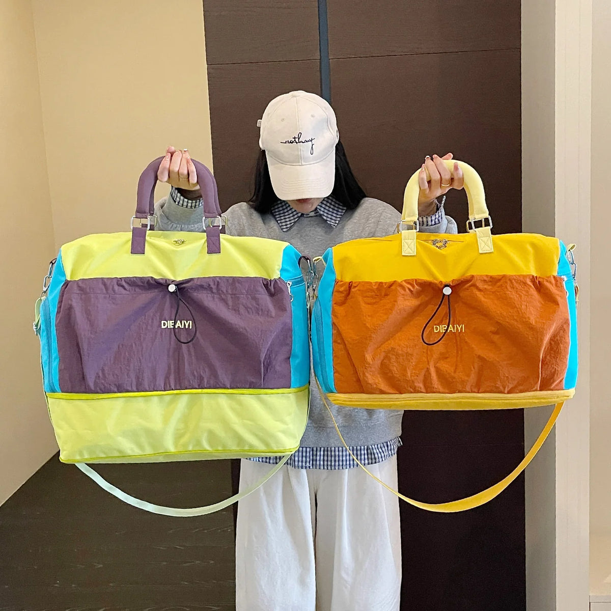 Travel Duffel Bag Tear-Resistant Multiple Compartments Adjustable Strap