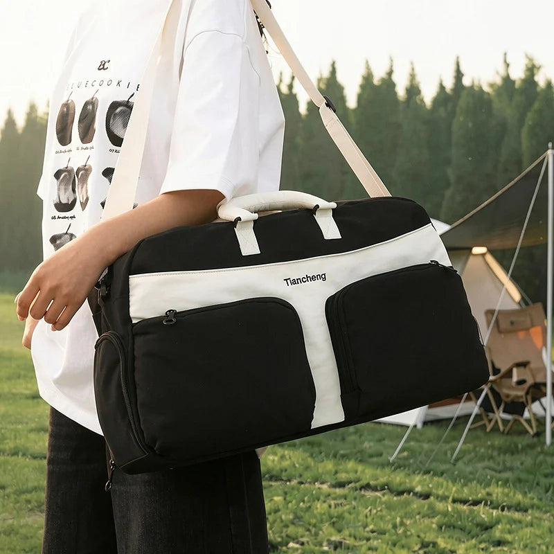Travel Duffel Bag Water-Resistant Multi-Compartment Detachable Padded Strap