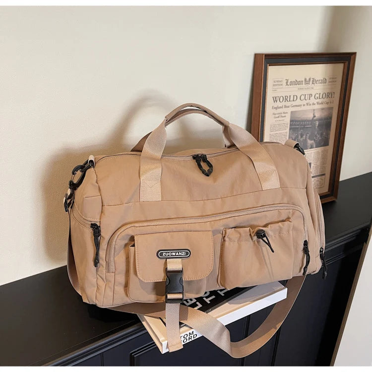 Travel Duffel Bag Water-Resistant Multiple Compartments Detachable Shoulder Strap
