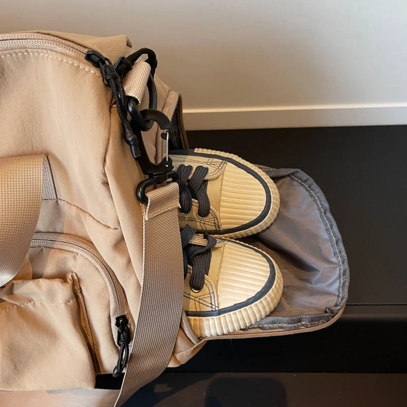 Travel Duffel Bag Water-Resistant Multiple Compartments Detachable Shoulder Strap