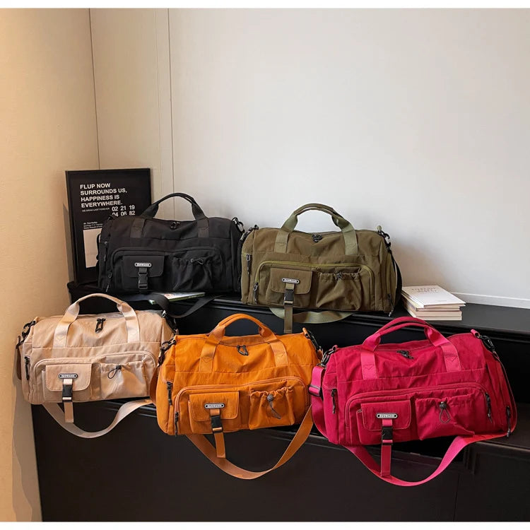 Travel Duffel Bag Water-Resistant Multiple Compartments Detachable Shoulder Strap