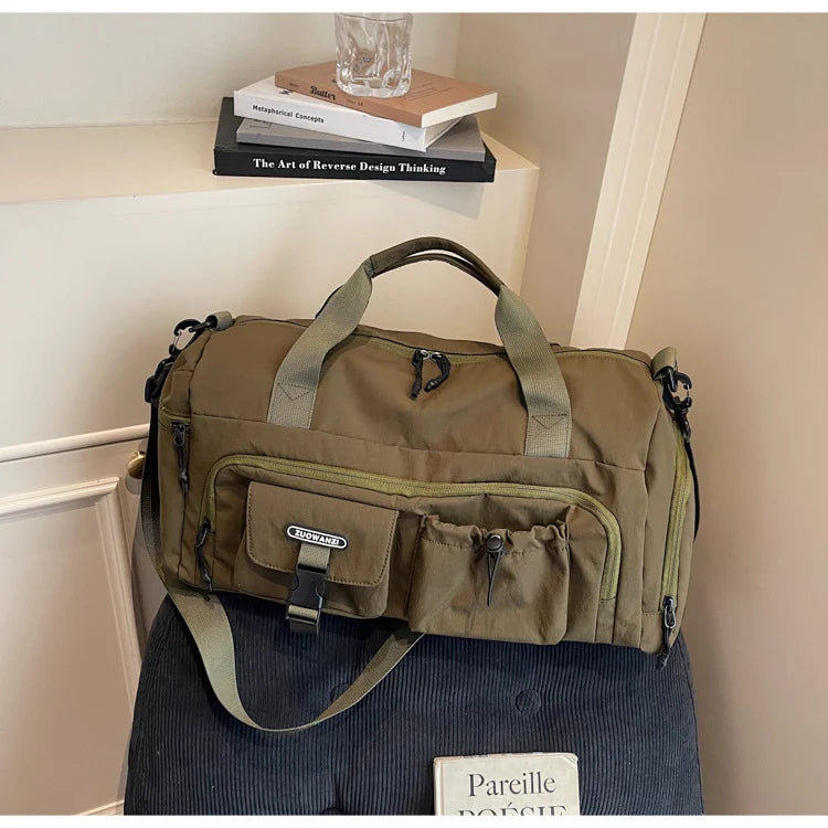 Travel Duffel Bag Water-Resistant Multiple Compartments Detachable Shoulder Strap