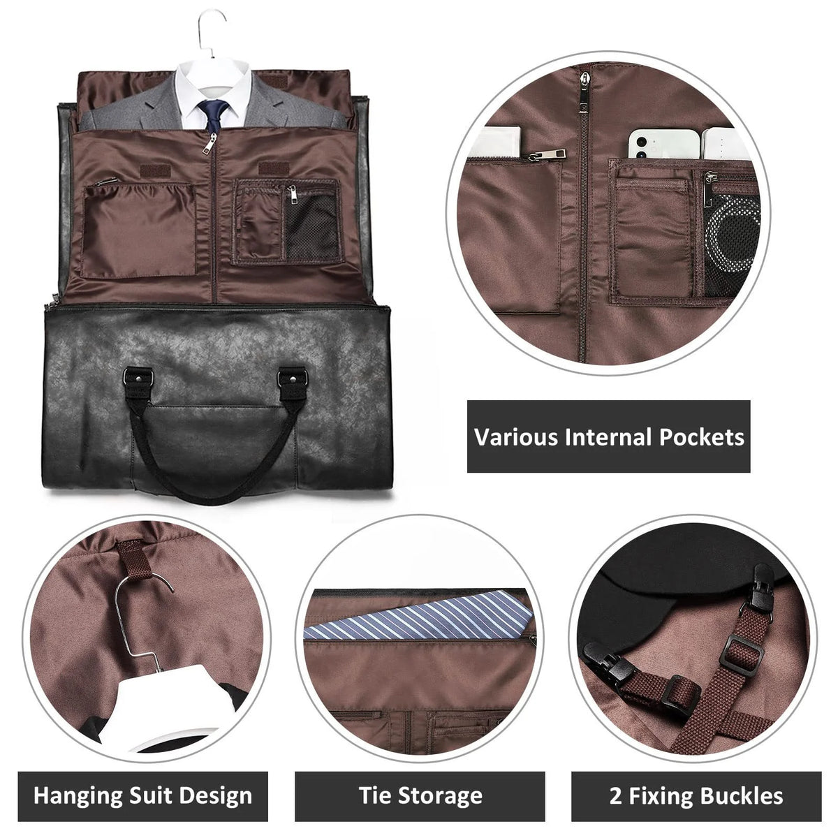 Travel Duffel Bag Water-Resistant Multiple Compartments Detachable Strap