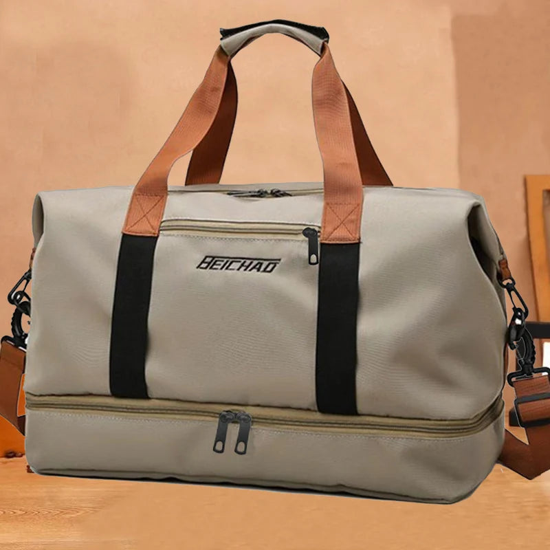 Travel Duffel Bag Water-Resistant Multiple Pockets & Adjustable Strap