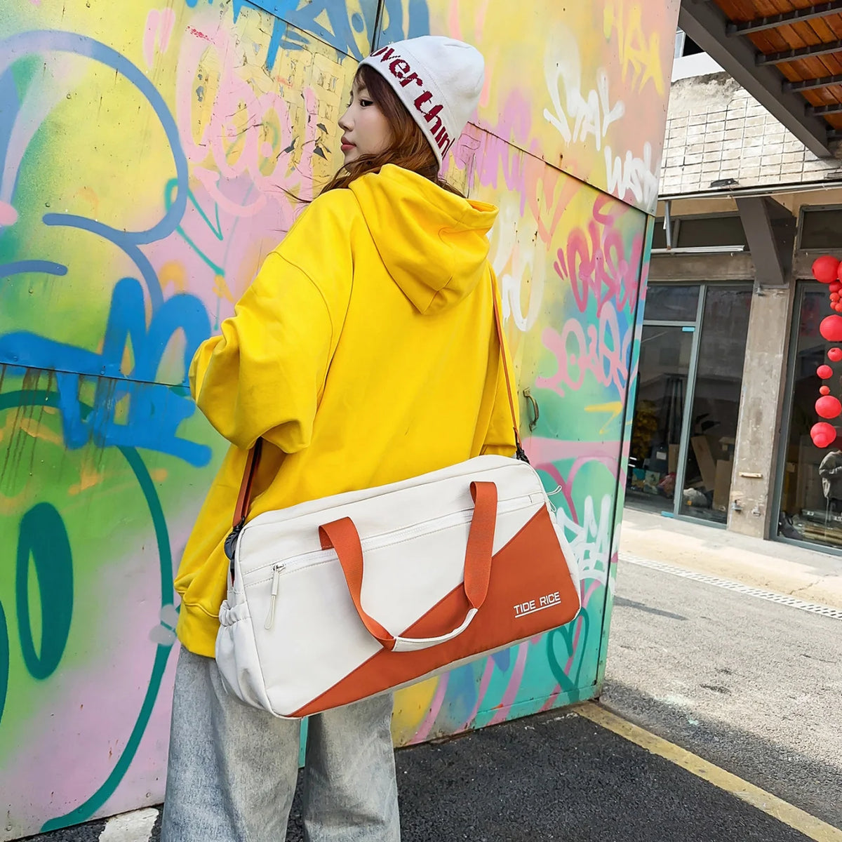 Travel Duffel Bag Water-Resistant Multiple Pockets & Adjustable Strap