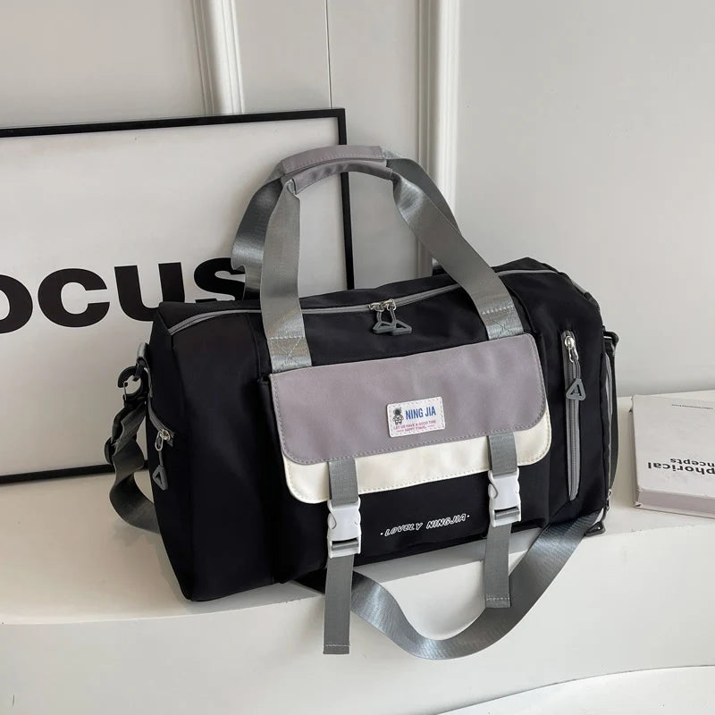Travel Duffel Bag Water-Resistant Multiple Pockets & Padded Strap