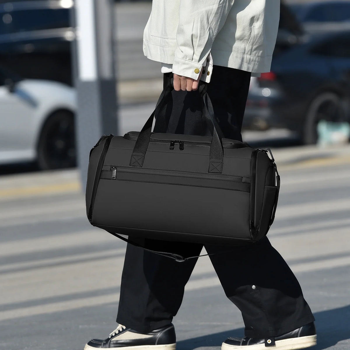 Travel Duffel Bag Waterproof Multiple Compartments Adjustable Padded Straps