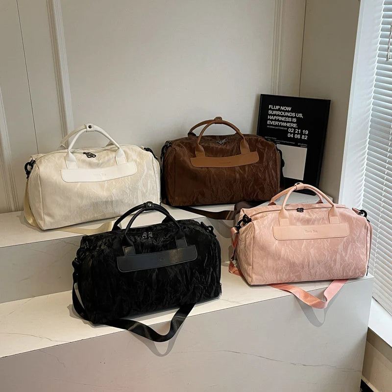 Travel Duffel Bag Weather-Resistant Multiple Pockets & Detachable Strap