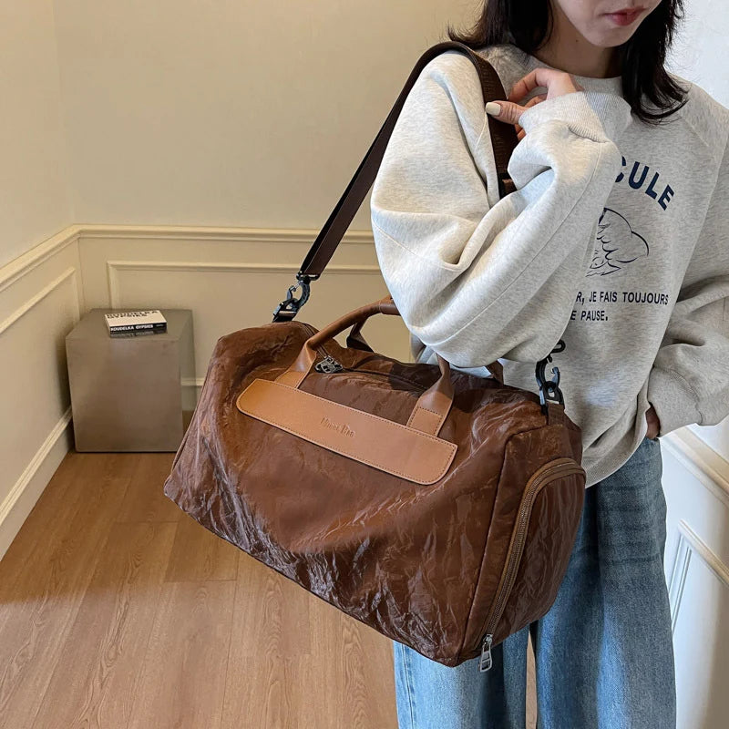 Travel Duffel Bag Weather-Resistant Multiple Pockets & Detachable Strap