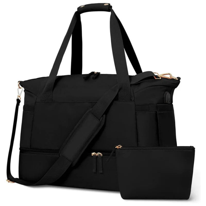 Travel Duffle Bag Multi-Pocket Water-Resistant Detachable Shoulder Strap