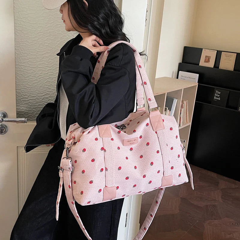 Travel Duffle Bag Spacious Durable Fabric Detachable Shoulder Strap