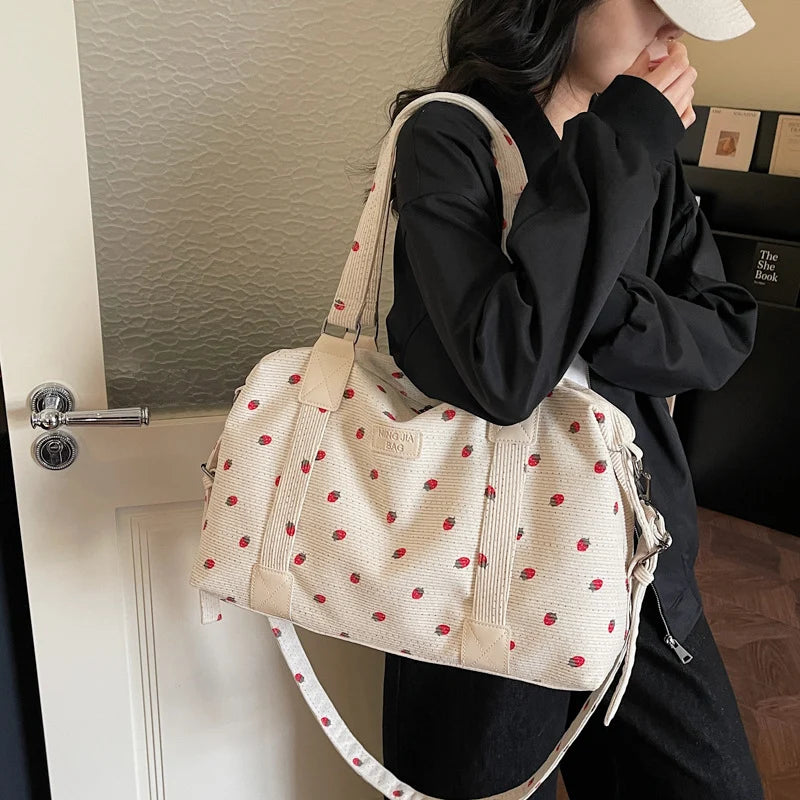 Travel Duffle Bag Spacious Durable Fabric Detachable Shoulder Strap