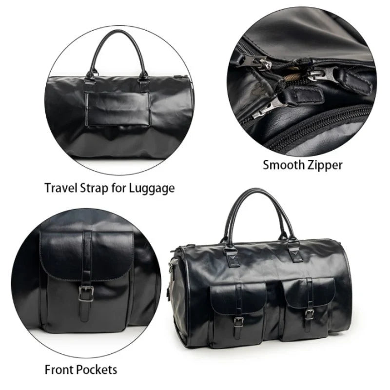 Travel Duffle Bag Spacious Multi-Pocket Water-Resistant Detachable Strap